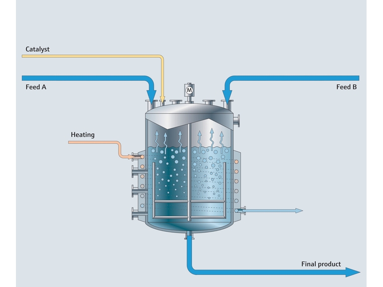 Process map of a chemical batch reactor